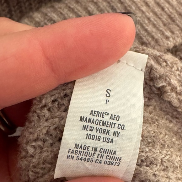 Aerie Cozyup Funnel Neck Taupe Sweater Dress size Small - Picture 8 of 10